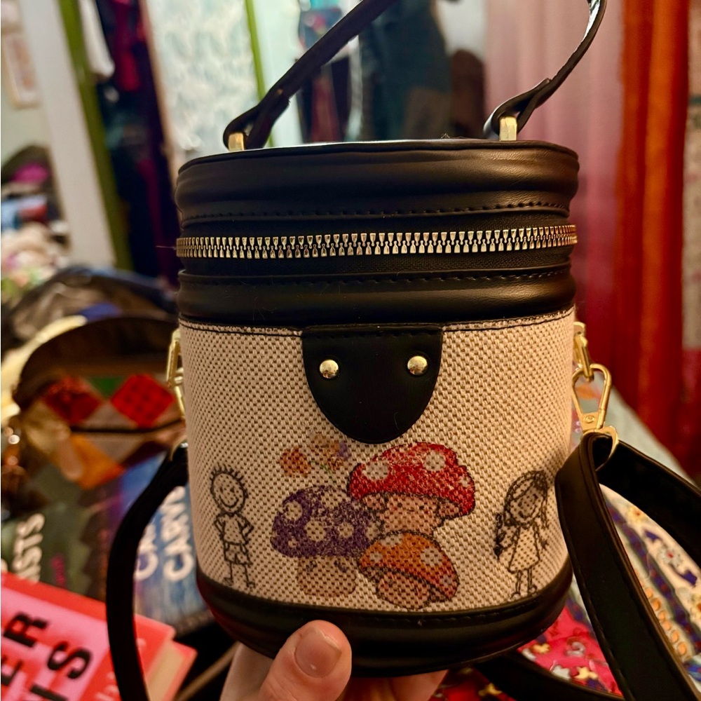 Whimsical Black and Tan Mini Bag